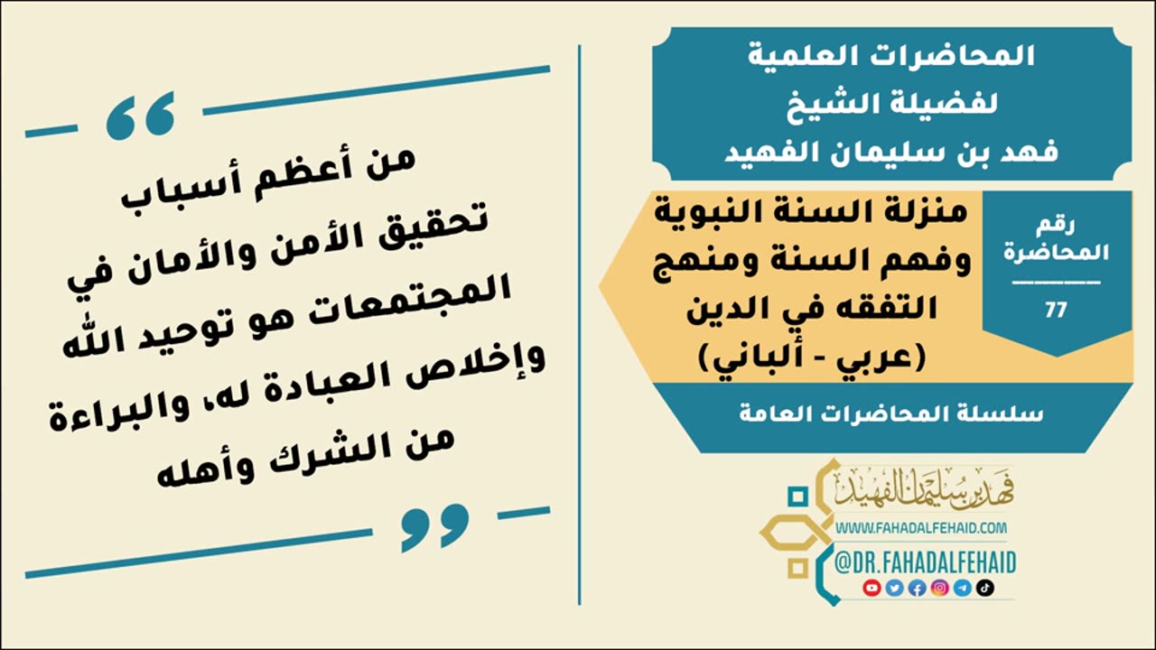 77-منزلة السنة النبوية وفهم السنة ومنهج التفقه في الدين (عربي - ألباني)