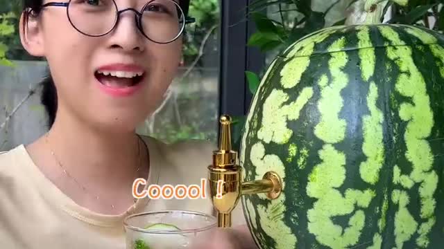 Meow 🍉Awesome Iced Watermelon Party Keg😍 _ Easy Summer Drinks _ Cat Cooking-TikTok #Shorts