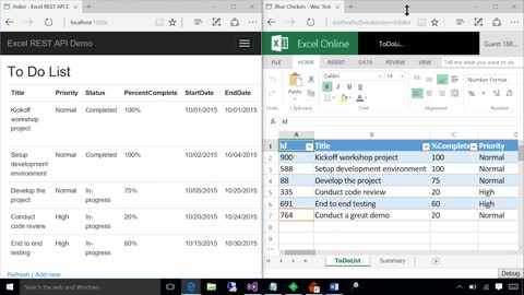 Excel rest API