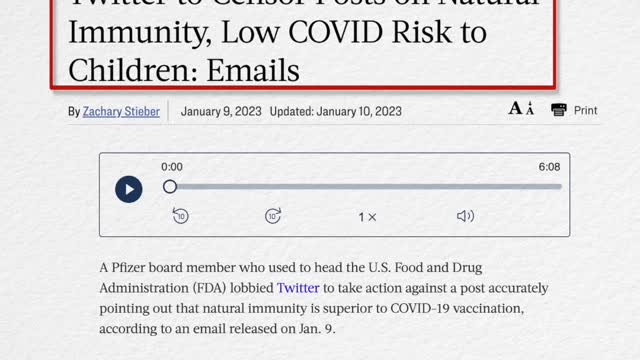 FDA ex member of Pfizer has pressured Twitter to take downs covid vaccine risks
