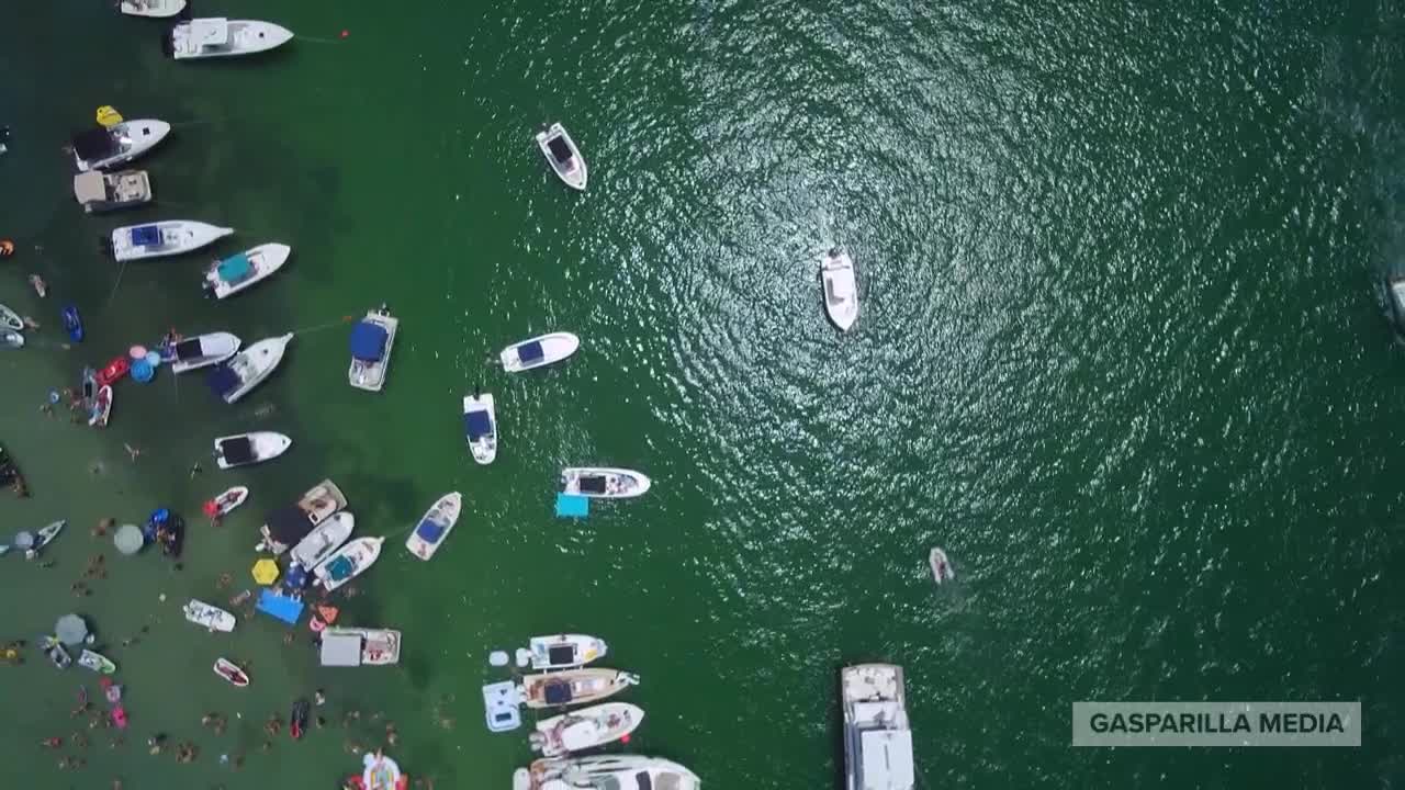 Florida Aerial Tour of Johns Pass at the Gulf of Mexico West Coast of Florida