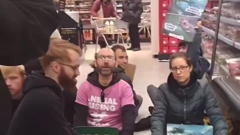 Sainsbury’s Protesters are blocking an isle that a disabled customer wants to