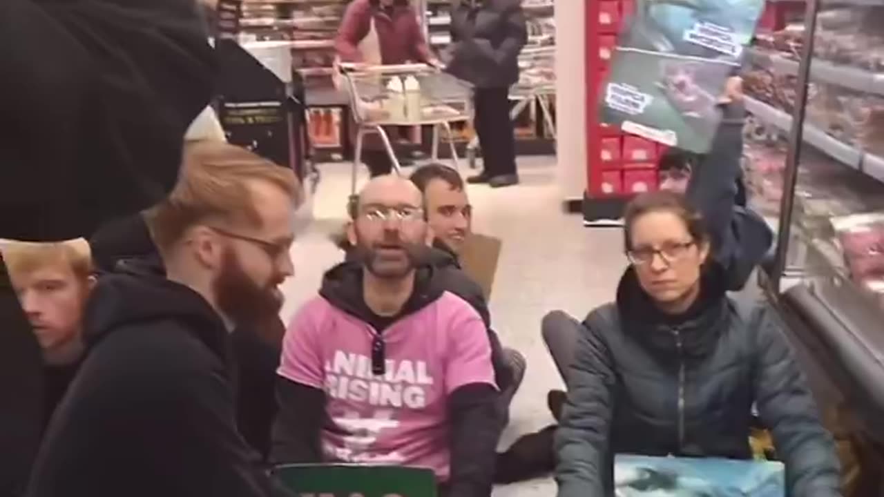 Sainsbury’s Protesters are blocking an isle that a disabled customer wants to