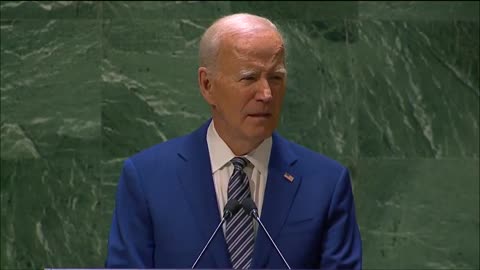 Biden incoherently mumbles as he reads his remarks from his teleprompter at the UN General Assembly