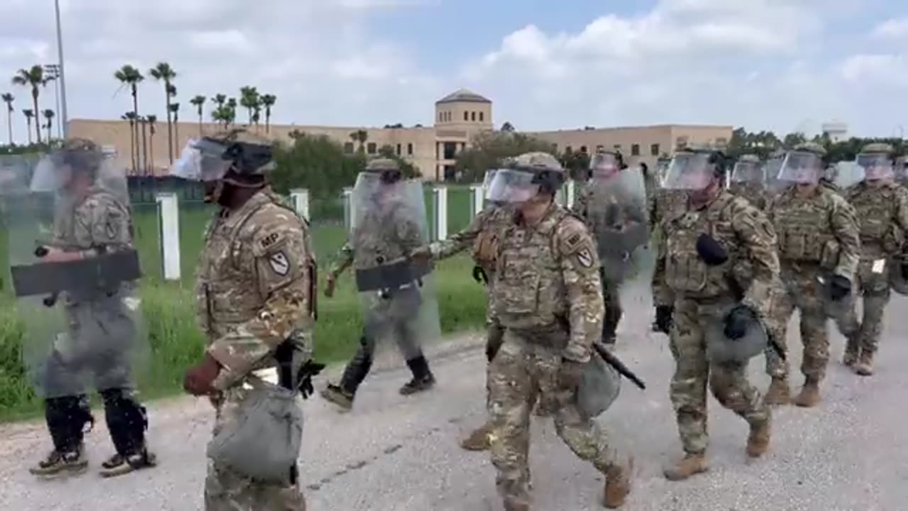 Brownsville Tx, quick reaction force of Texas National Guard soldiers w/ riot gear