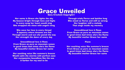 Grace Unveiled Song