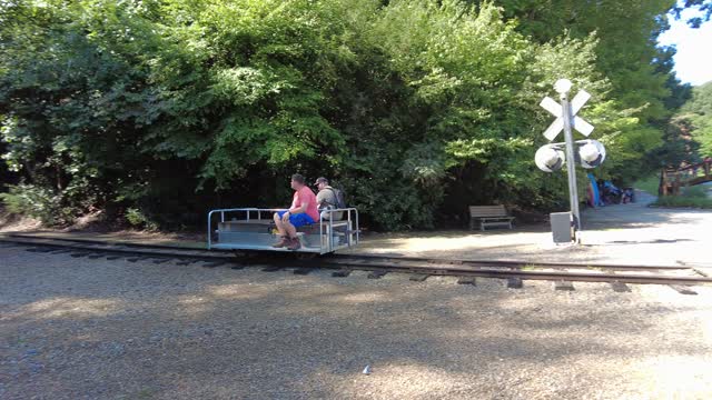 Electric Speeder At The Crossing At The Doe River Gorge On The ET&WNC 8-27-22