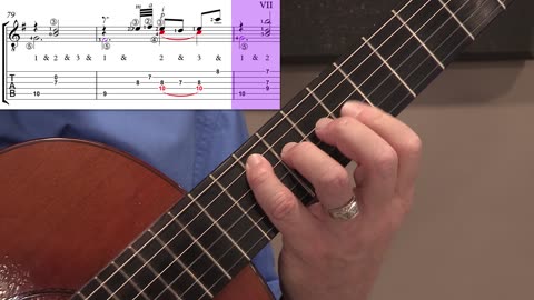 Technique Left-Hand, Part II (slow section). Video 37: m79-80, Version 8, Cross-string Ornament