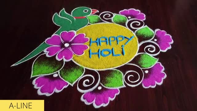 3 dots Rangoli for Holi