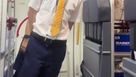 Flight Attendants Lean During Takeoff