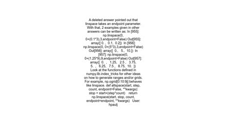 Is there a numpy function that allows you to specify start step and number