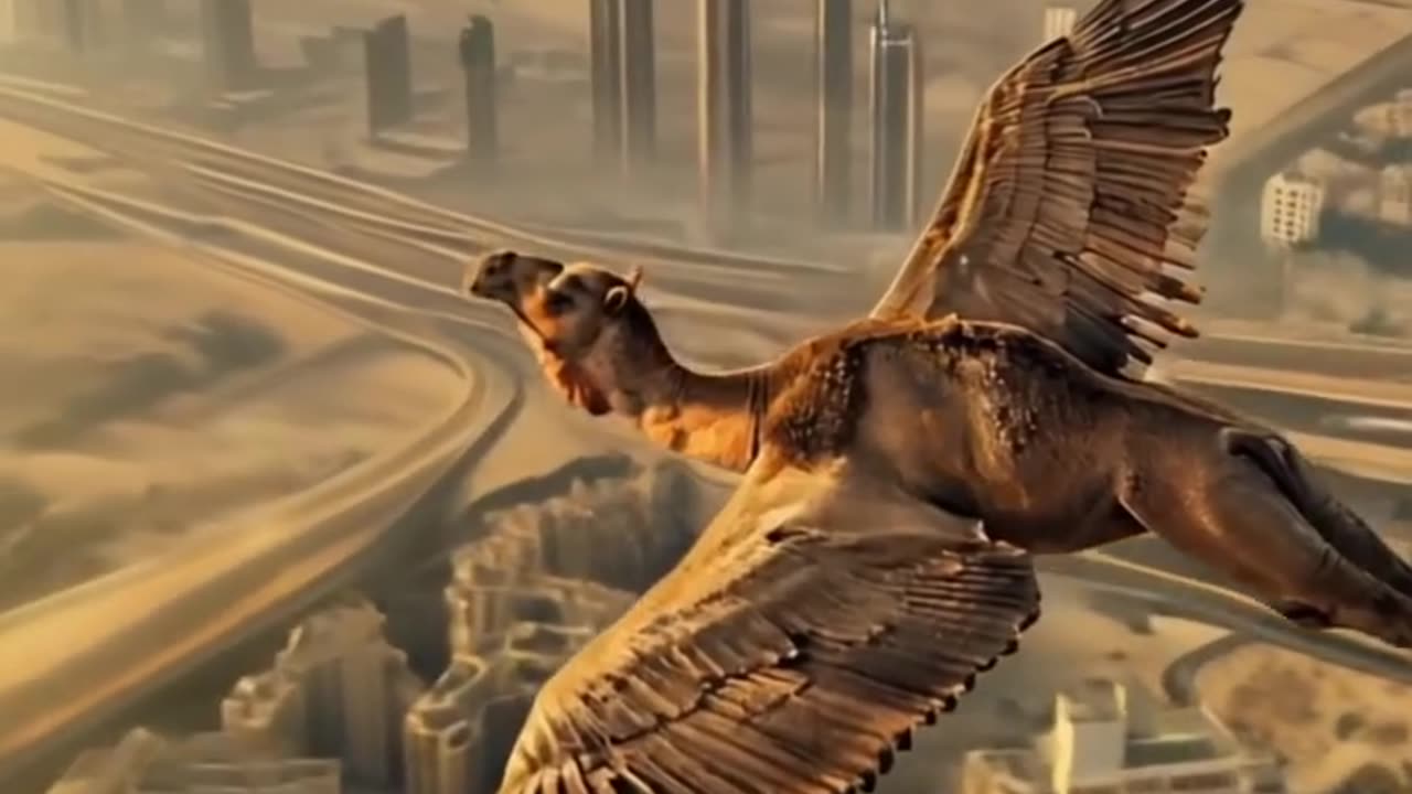 Flying Camels in Modern City