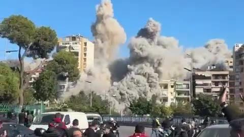 Building collapsed in Beirut following an Israeli strike