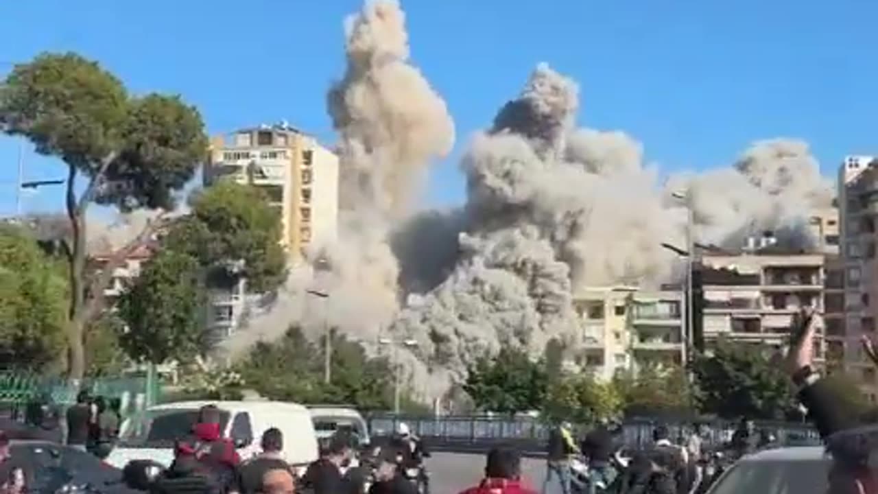 Building collapsed in Beirut following an Israeli strike