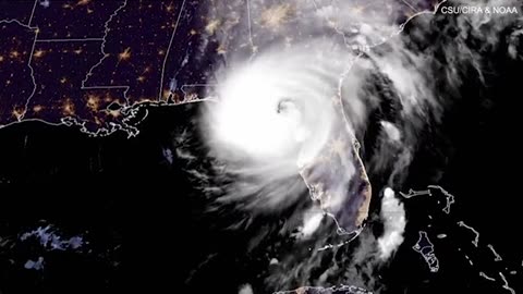 Satellite clip of Hurricane Helene as it leaves homes without power