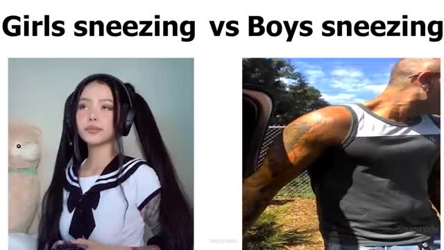 Girls sneezing vs boys sneezing