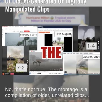 Fact Check: Video Does NOT Show Hurricane Milton -- It's Compilation Of Old, AI Or Manipulated Clips