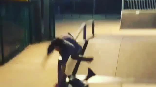 Skateboard rail slid fail falls forward