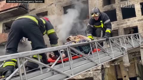 Residential block in Ukrainian capital Kyiv on fire after being hit with artille