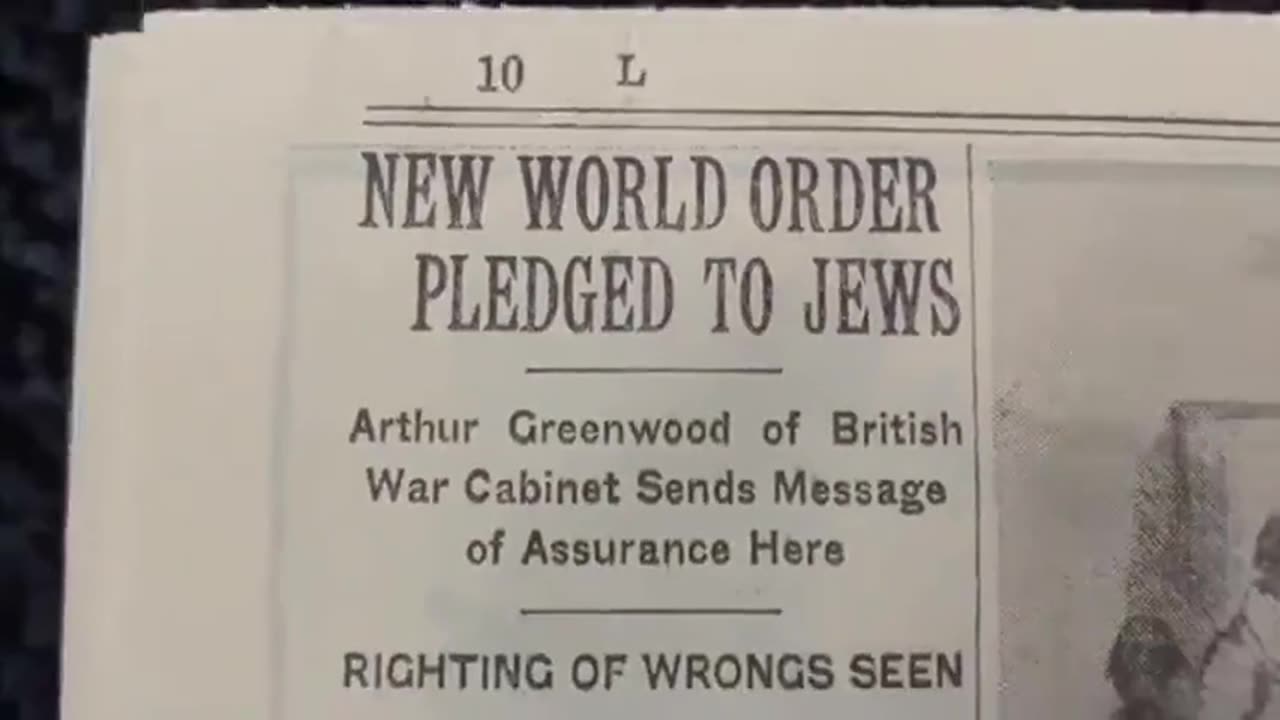 “New World Order Pledged to Jews” -New York Times October 6th, 1940.