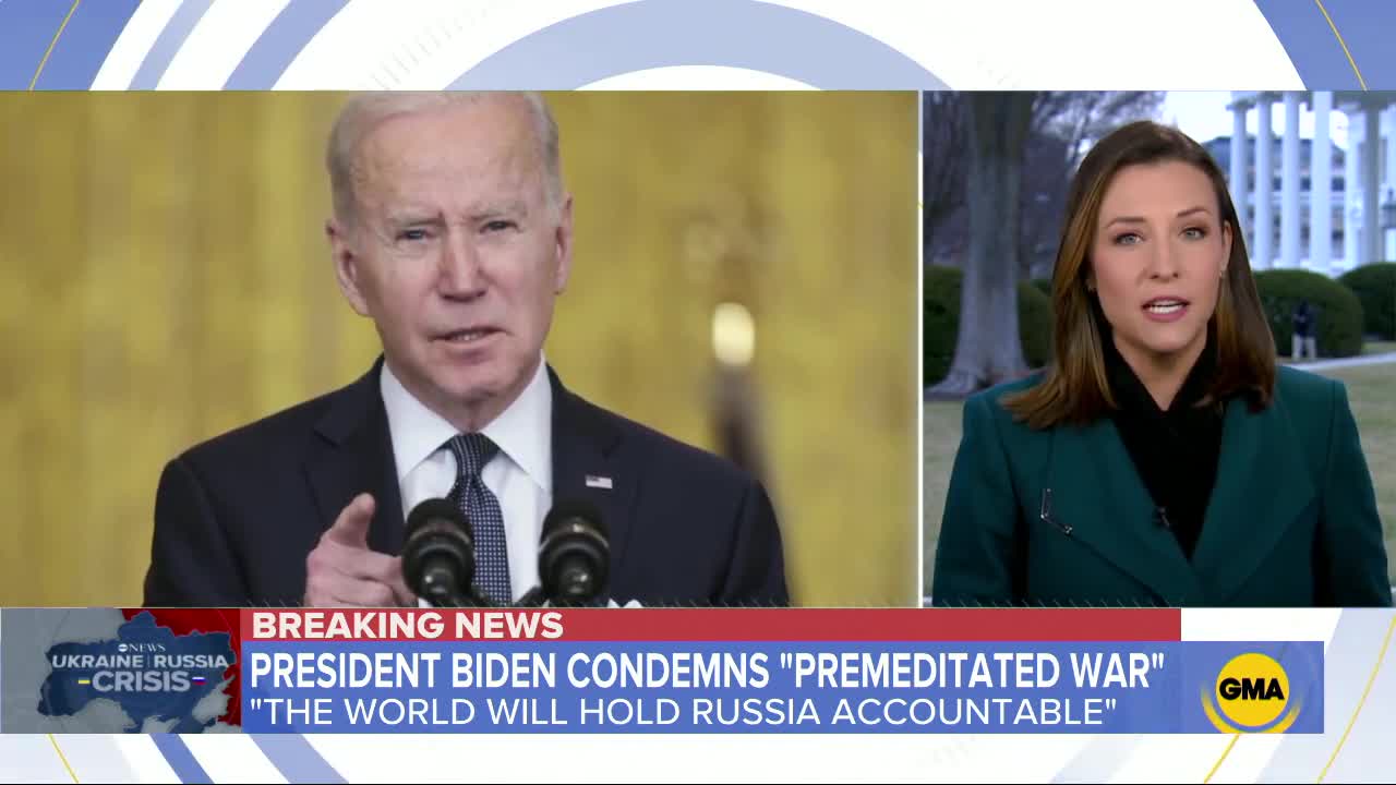 Biden condemns Russian military action in Ukraine l GMA