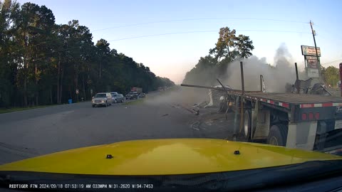 Dash Cam Captures Crash Between Semis