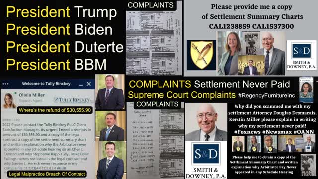 Better Business Bureau @Complaints / Cheri L. Cannon Esq / Tully Rinckey PLLC / Abandoned Client Legal Malpractice Breach Of Contract Client Complaints / One News Page / FoxBusiness / Manila Bulletin / Supreme Court / Sen. Raffy Tulfo / State BAR Counsel