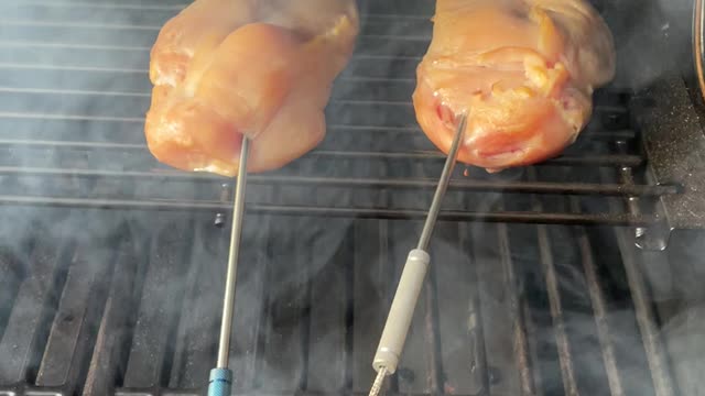 Pit boss smoking chicken boobs