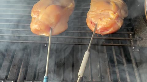 Pit boss smoking chicken boobs