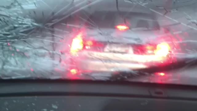 Hail Destroys Windshield