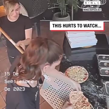 Staff have trouble picking up pizza