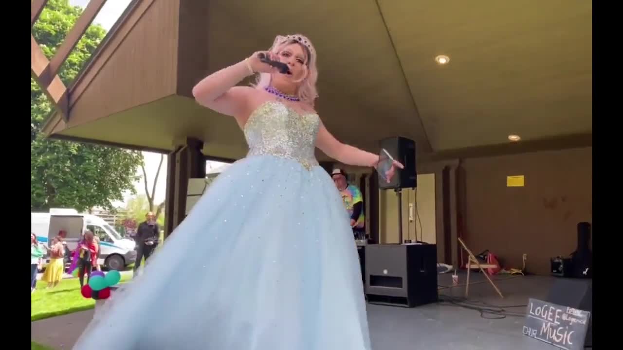 “Drag Queen” Performing for Children at the LGBT “Pride in the Park” event in Coeur d’Alene, Idaho