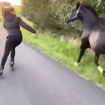 Horse 🐎 cat 🐈 with skate ⛸