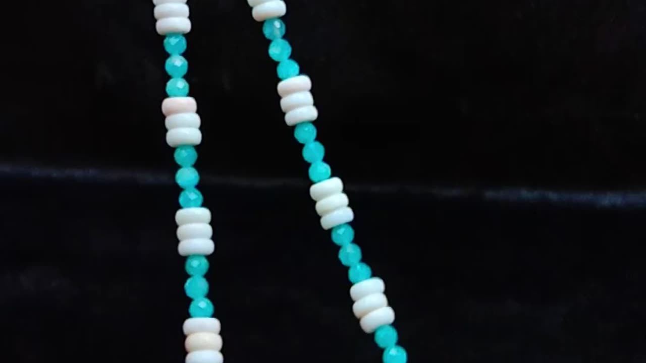 Faceted Amazonite and pink Princess spiny oysterhandmade necklace Unique Gifts for Women 20240223-04