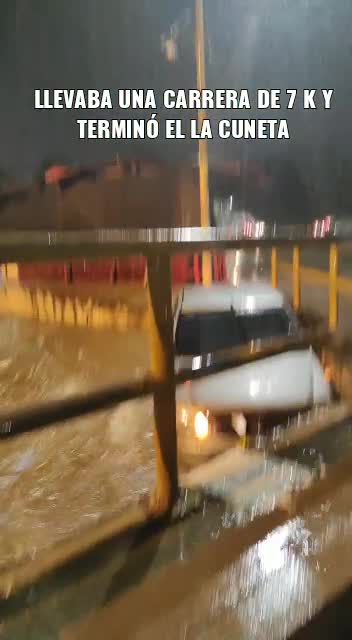 Otro vehículo arrastrado por lluvias