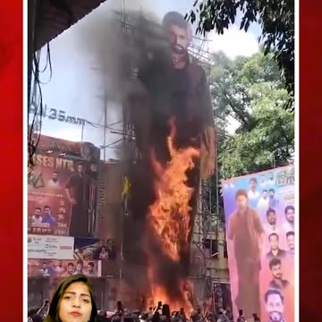 ఎన్టీఆర్ కటౌట్‌కు నిప్పు పెట్టిన దుండగులు| #devara #ytshorts #hyderabad #sudarshantheatra