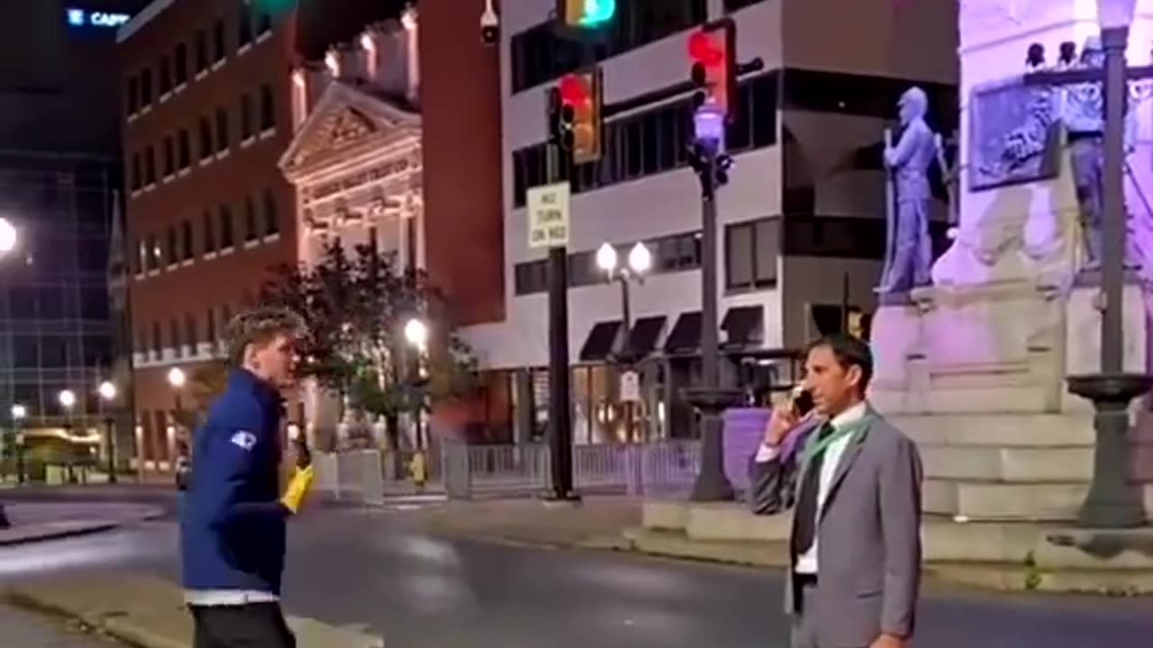 Democrat Mayor Matt Tuerk tries to stop a Trump rally in Allentown, PA