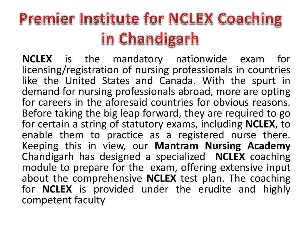 Nclex Coaching In Chandigarh