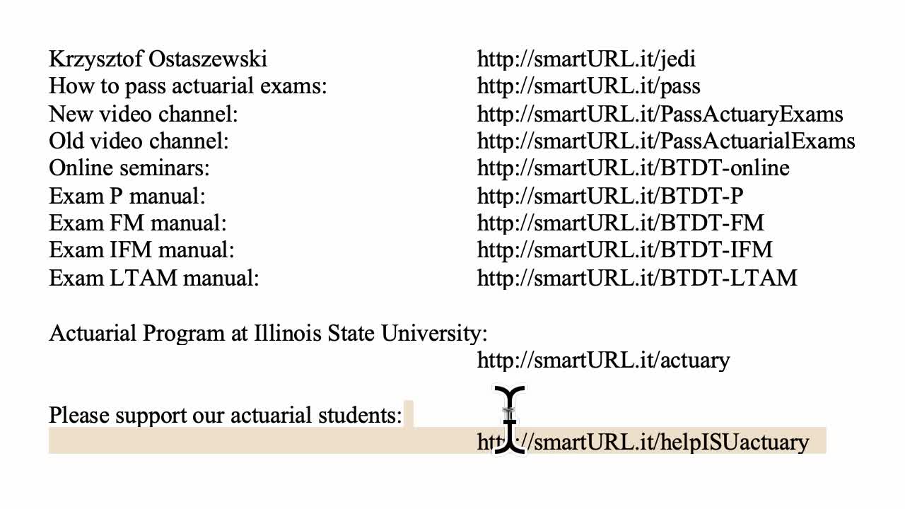 Exam P exercise for January 13, 2022