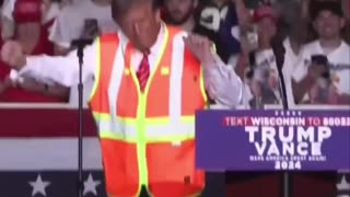 Trump dancing in his Garbage Uniform