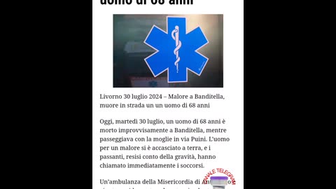 Malori improvvisi dal 30 luglio al 2 agosto 2024.