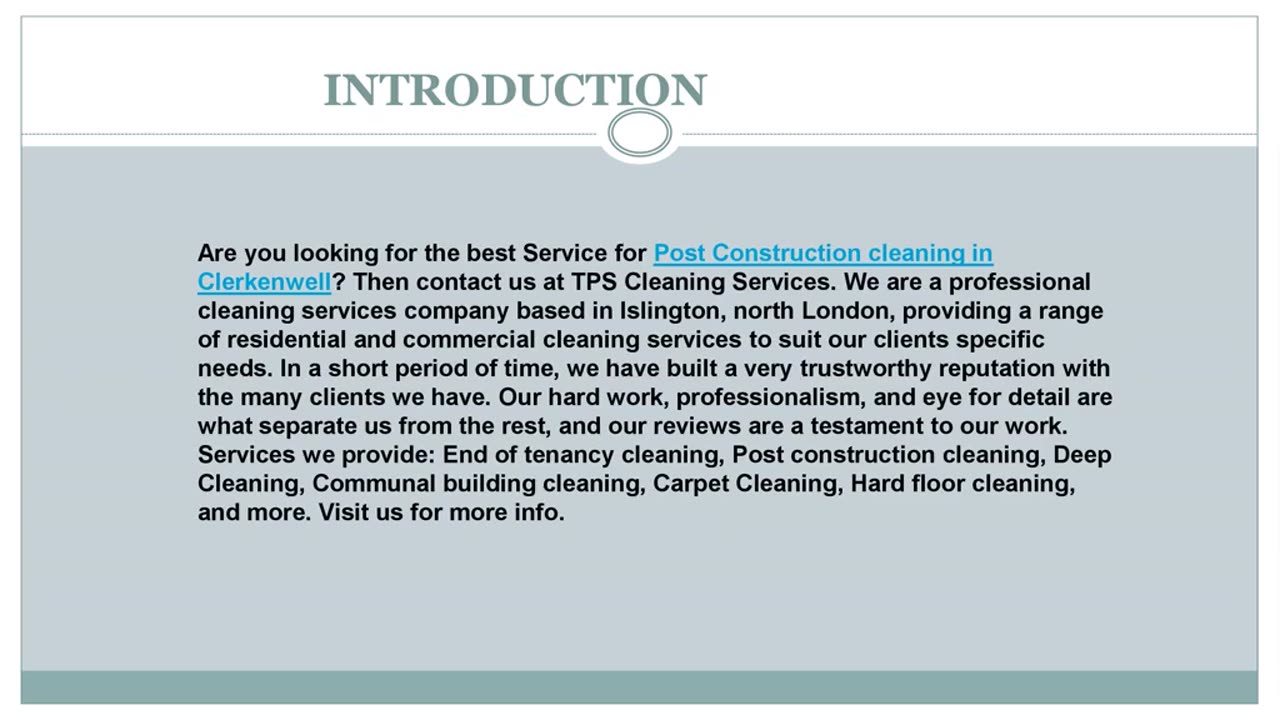 Looking for the best Post Construction cleaning in Clerkenwell