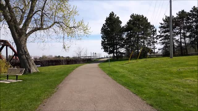 Railway bridge on the old Welland canal Welland Ontario Canada 05 05 2016