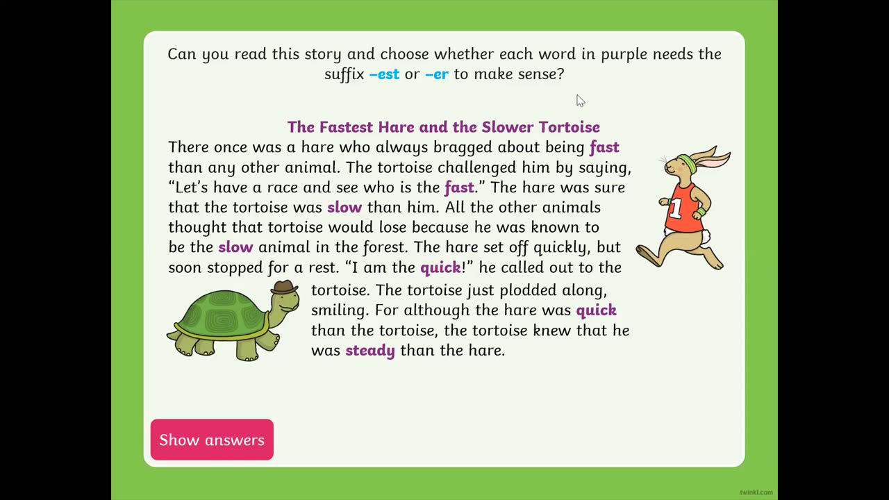 creating the adjectives using the suffixes -er and -est