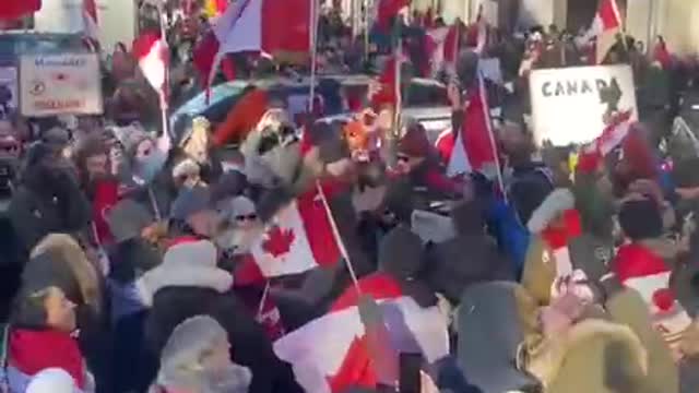 Canadians singing "We're not gonna take it"