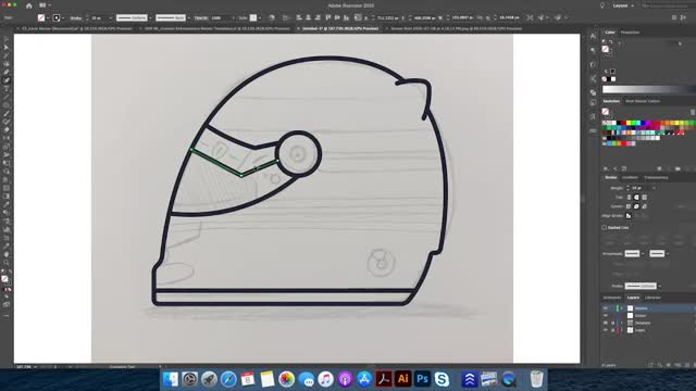 Illustrator drawing - teach you how to draw a Ferrari F1 racing helmet 3