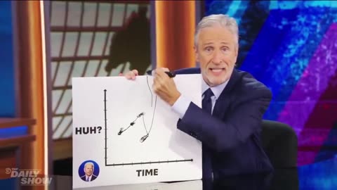 Jon Stewart mocking Biden's cognitive decline.