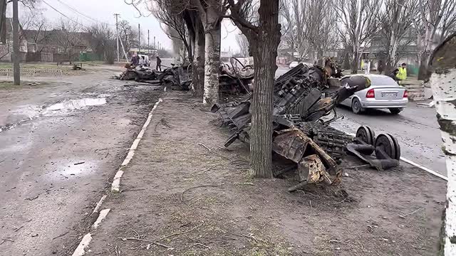 Melitopol. A tank and a fuel tanker were destroyed. An air strike!!! There are no victims!!!