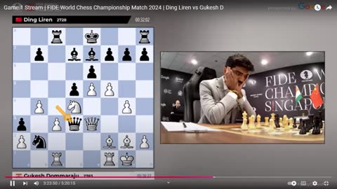 World Chess Championships 2024- Game 1 in Singapore