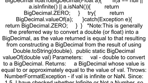 How to convert from float to bigDecimal in java